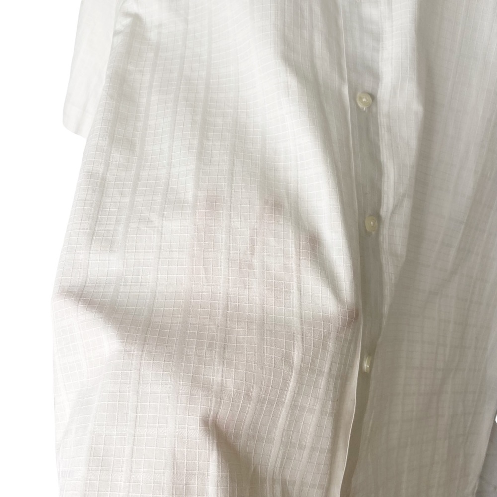 Johnston & Murphy Checked Casual Button Down Short Sleeve White Summer Medium - Picture 7 of 8